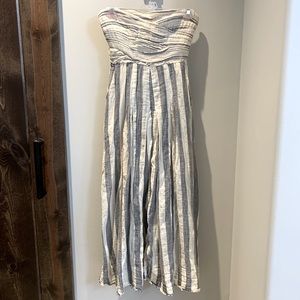 Free People Strapless Linen Striped Dress Sz S